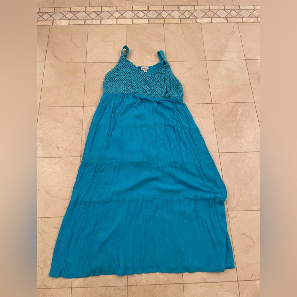 Plus Size Avenue Blue Knitted Sleeveless Maxi Beach Dress